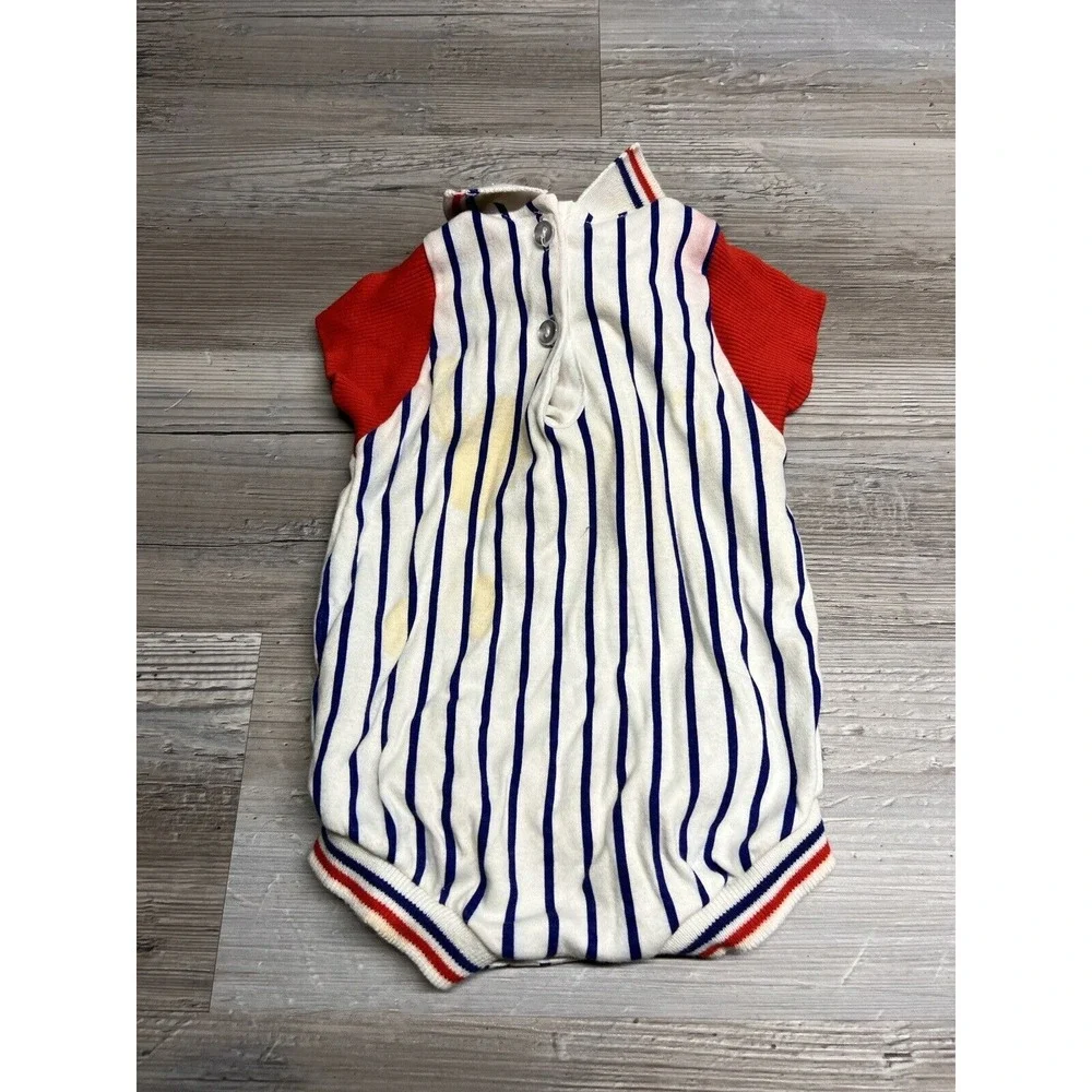 Vintage Carters International Baseball Bears Striped One Piece 6 Months USA Made